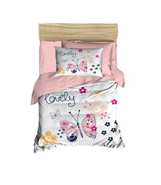 L'essentiel linge de maison Juego Funda Nórdica Bebé PH130, Microsatén Poliéster y Algodón, 100x150cm, Rosa y Blanco